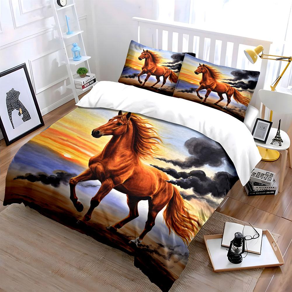 Fiery gallop at dusk. Bedding sets Duvet covers Pillowcases(1* Duvet Cover 2* Pillowcases without duvet insert)