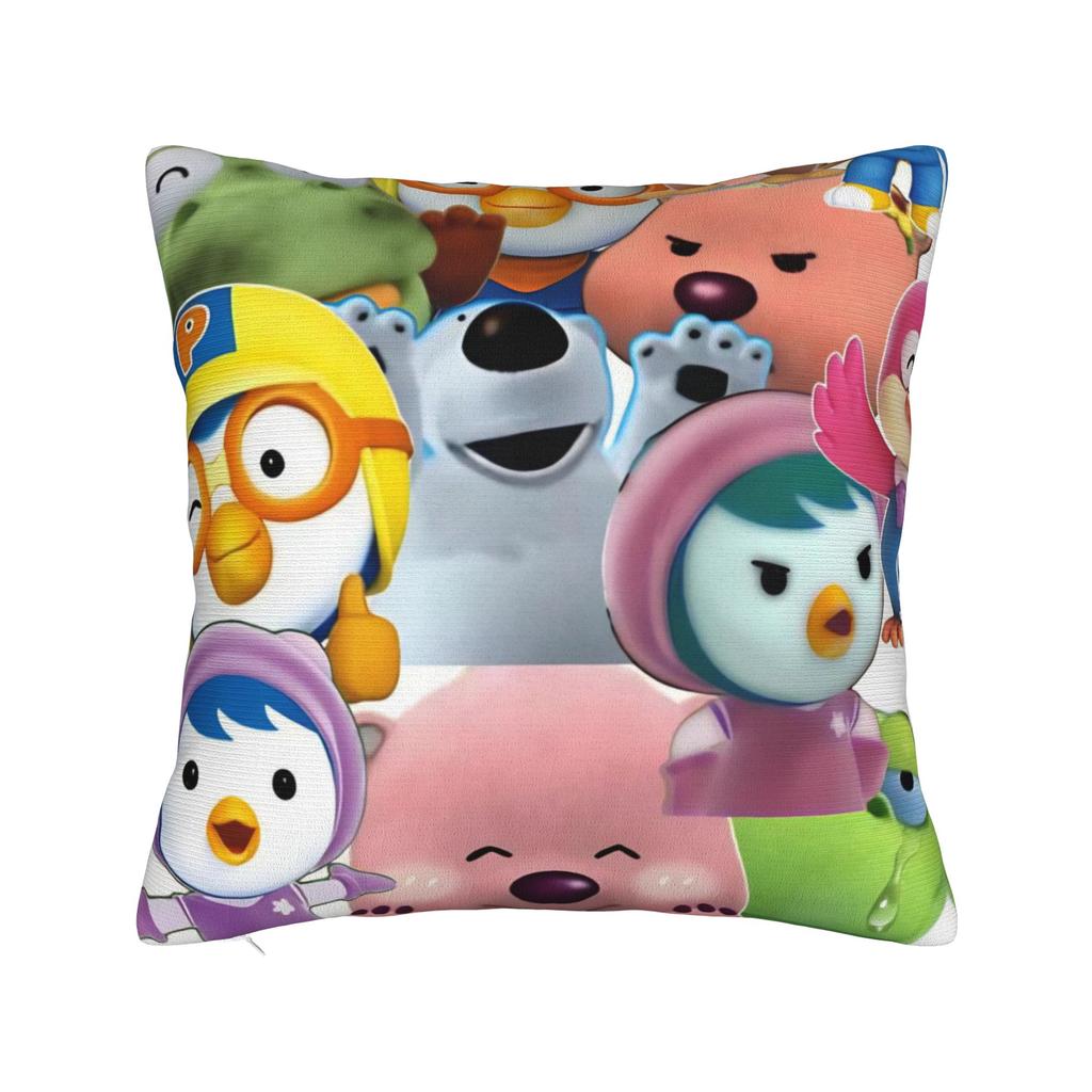 Чехол на подушку с героями мультфильмов Loopy, Petty, Crong, Eddy, Pobys, Pororo Пингвиненок, Декоративный чехол на подушку