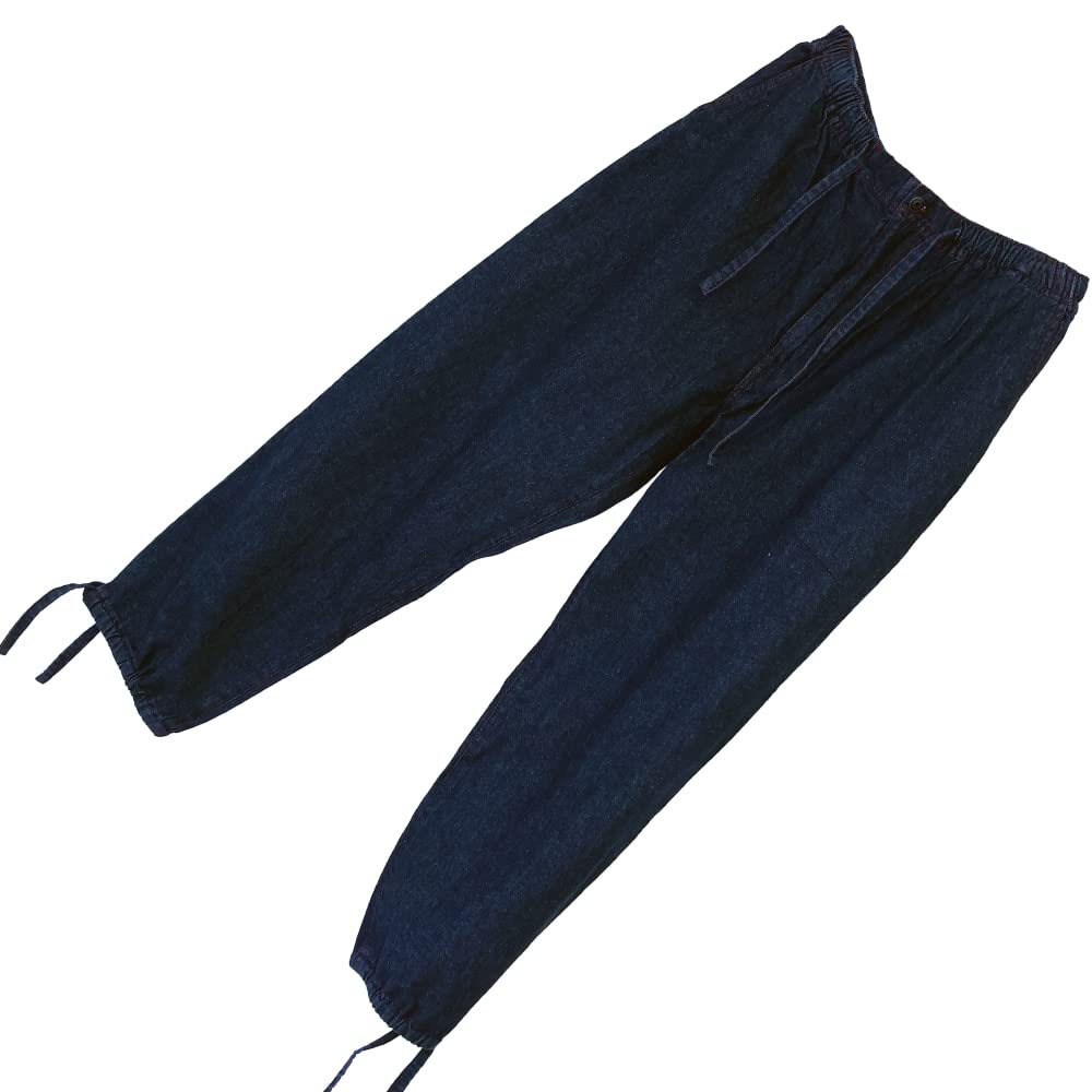 Swing Plus Denim Japanese Samue Samue Верх и низ Комплект комнатная одежда [SWINGPLUS] Мужская M-2L (2л, черный)