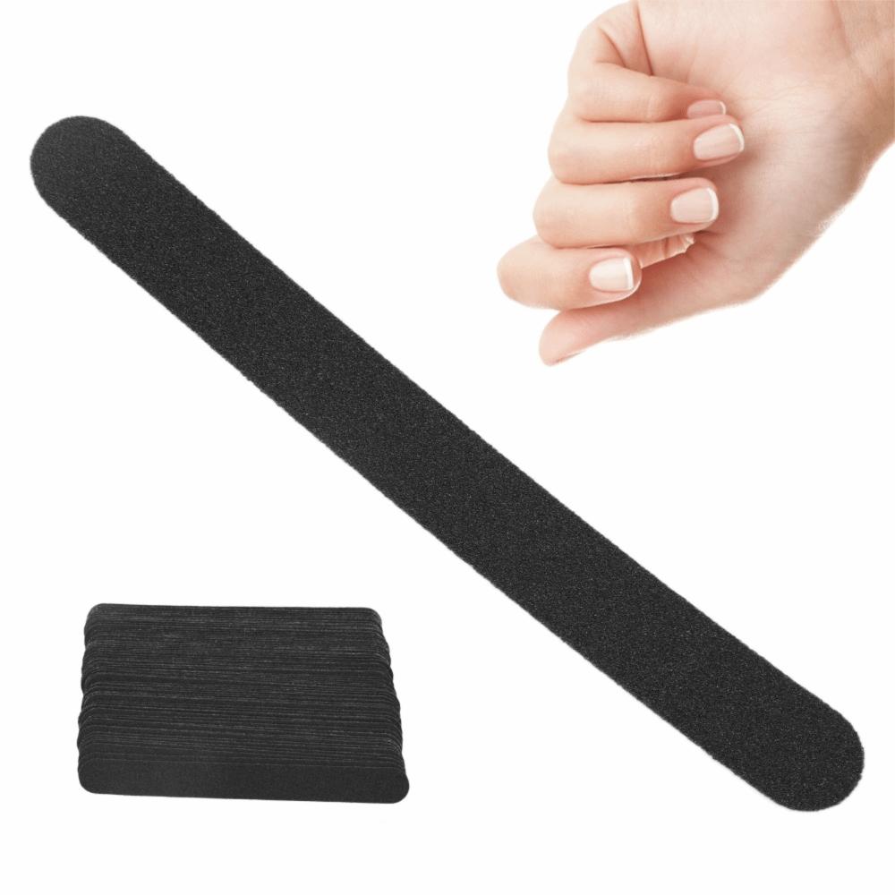 100pcs Black Sand Surface Replacement Nail File Strip Emery Board Nail Files Salon Use