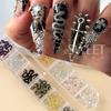 12 Grids Punk Gothic Snake Nail Decoration Charms Resin And Metal Design Shiny Jewelry DIY Halloween Holiday Style Manicure Part