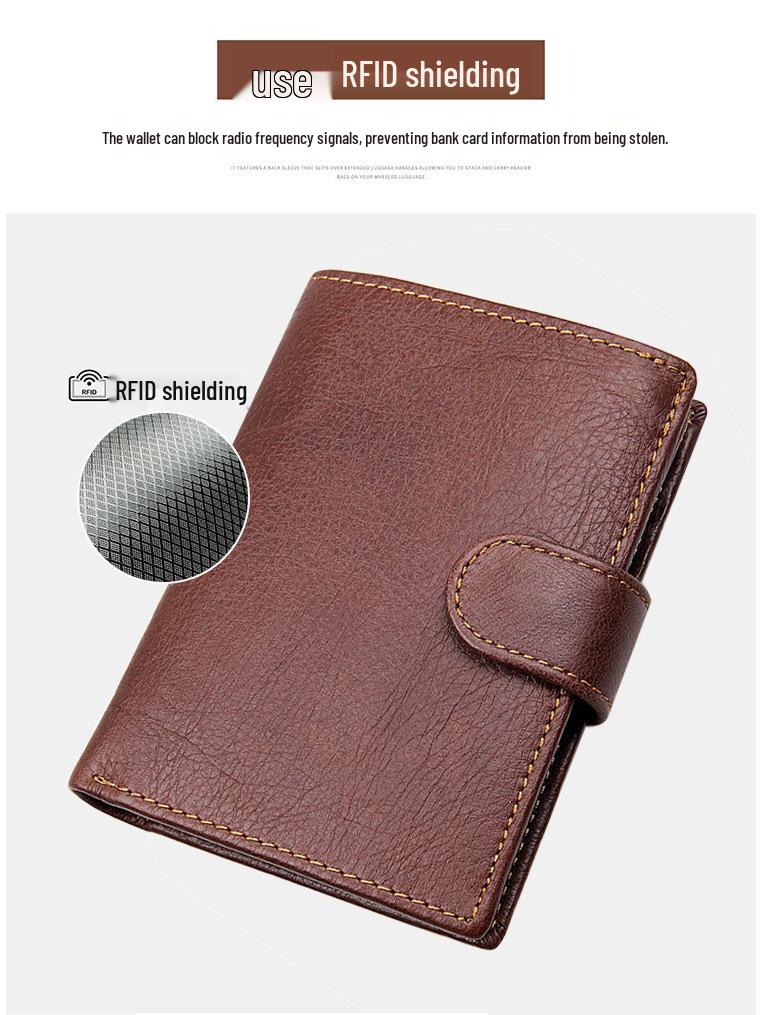Men's Genuine Leather RFID Tri-Fold Wallet & Card Holder