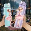 1PC Soft Pink Tutu Ballerina Silhouette 750ml Color Plastic Water Bottle Leakproof Flip Straw Lid For Sports Office Home Use