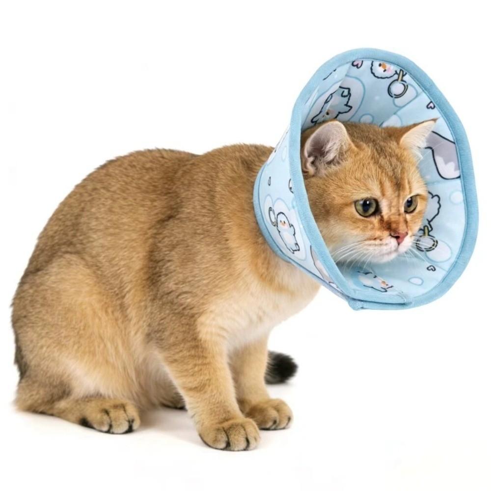 Cartoon Pattern Cat Protection Collar Adjustable Pet Recovery Cone Wound Recovery