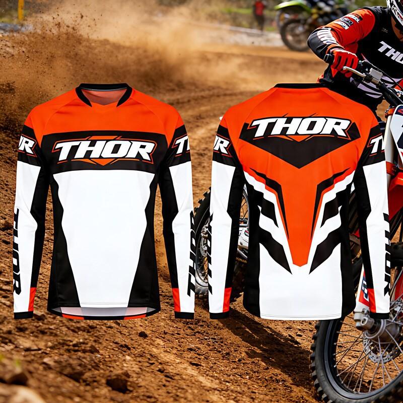 THOR Long Sleeve Mountain Bike Jersey Cycling Apparel Quick Dry Downhill Riding Shirt Men