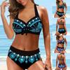2024 New Women Vintage Print Bikini Two-piece Set Swimwear Bathing Suit Summer Beachwear High Waist Swimwear Loose Bath Suit