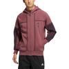 Adidas Logo Print Zip-Up Hooded Jacket Men Outerwear Red Brown HN8975