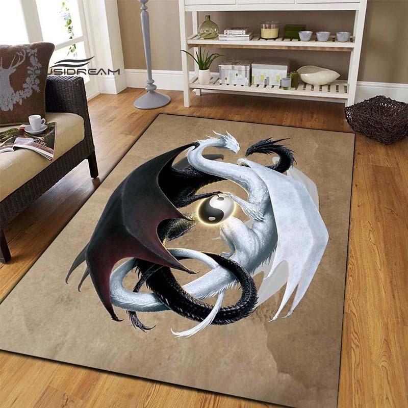 Коврики с темным драконом, модный 3D-печать, фантазийный дракон, гостиная, спальня, большой мягкий ковер, домашний коврик для детской комнаты, напольный коврик