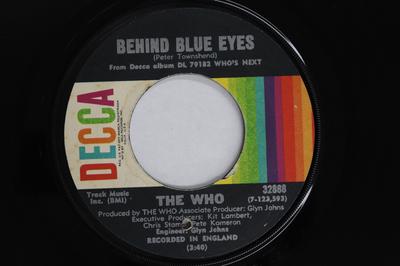 7-дюймовая пластинка WHO - Behind Blue Eyes / My Wife 328888 DECCA 1971 США Рок Б/у