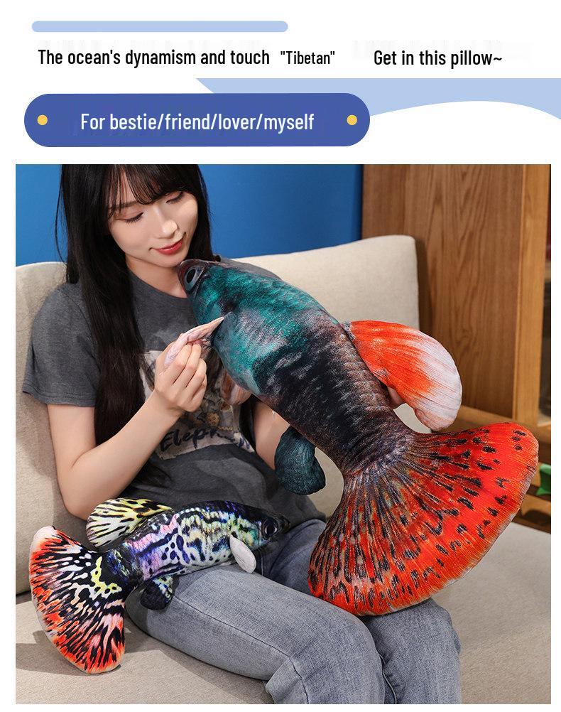 Плюшевая игрушка «Цветная гуппи» - Игрушка-подушка, имитирующая тропическую рыбу