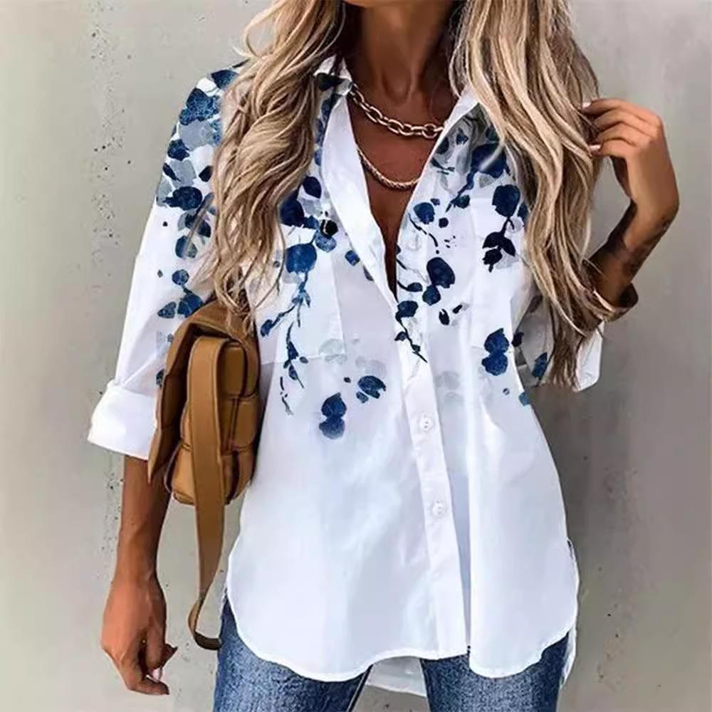 Women's Spring Fashion Casual Street Button Shirt Elegant and Comfortable Long Sleeve Loose Blouse Top Office Lady Clothing