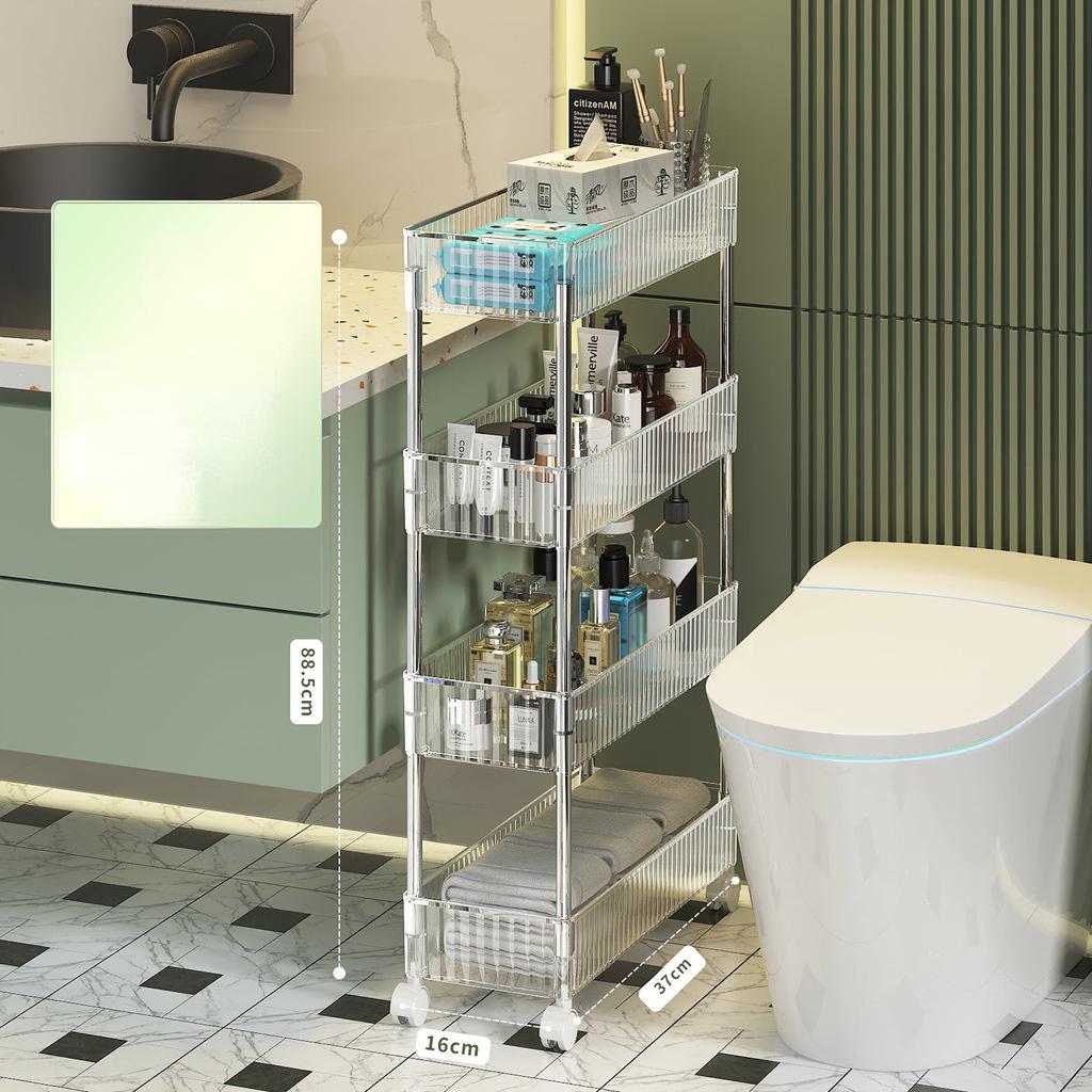 2/3/4-слойный держатель с зазором, кухонная полка для хранения, боковая полка для холодильника, съемная с колесиками, органайзер для ванной комнаты, компактная полка