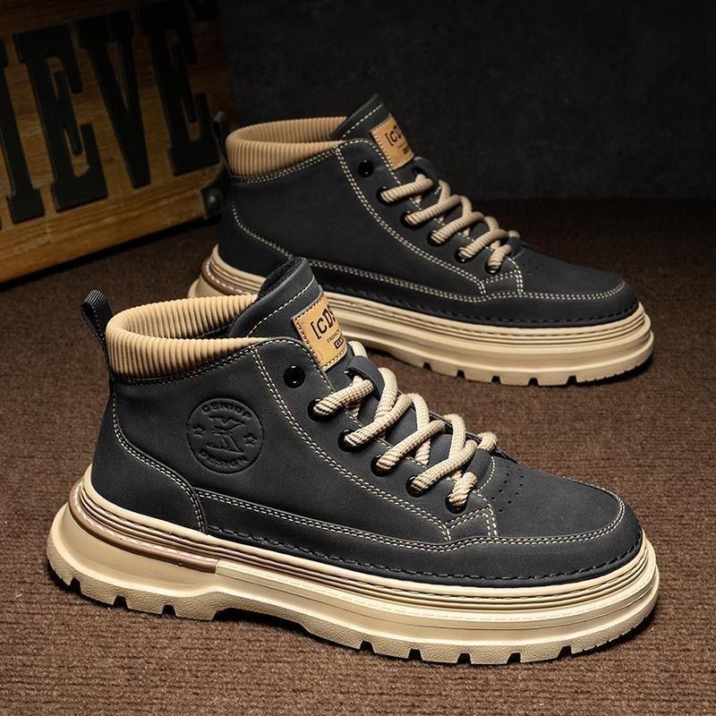 Fashion High Top Boots Men's Shoes Fashion Motorcycle Ankle Boots Shoes for Man Spring Boots Men's Sneakers British Casual Botas Hombre