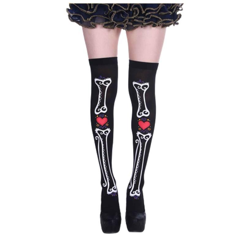 Хэнчжоу Хэллоуин Скелет Привидение Чулки до бедра Ультратонкие Дышащие Влаговпитывающие