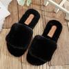 Winter Women Furry Slippers Soft Plush Faux Fur Floor Shoes Indoor Ladies Warm Home Slippers Open Toe Fluffy House Slides