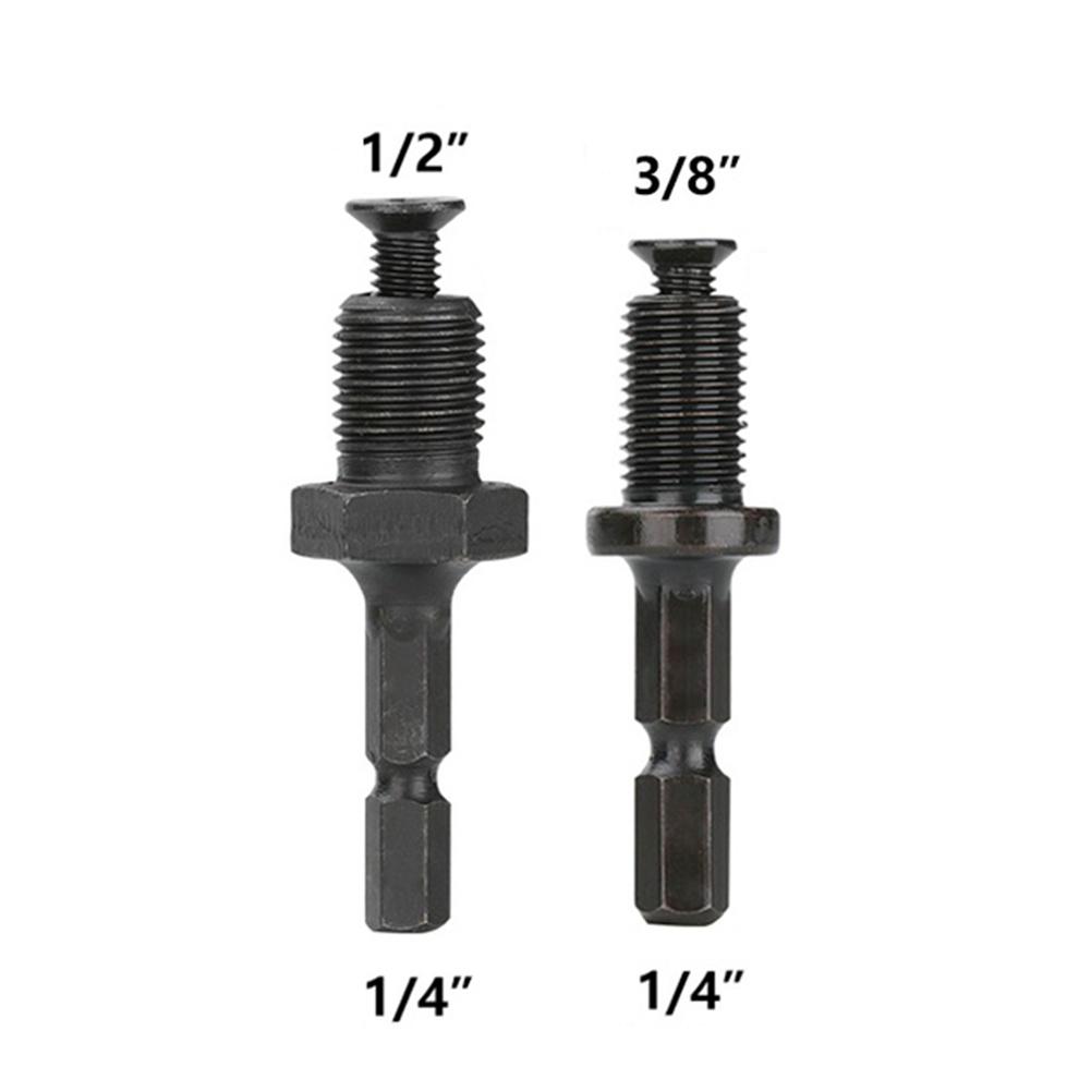 1/2 Pcs Drill Chuck Adaptor 1/4 Inch Hex Shank Adapter To 1/2inch 3/8 Inch Male Thread Electric Drill Bits Quick Change Converte