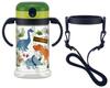 Skater Baby Straw Mug with Folding Handle and Shoulder Dinosaur Suitable for Ages 1 Year and Up Strap, 2-Way Type, 370ml, Design, (KSHW2N-A)