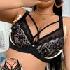 Women's Sexy Front Cross Tie Gathered Underwire Bra Patterned Lace Embroidery Underwear