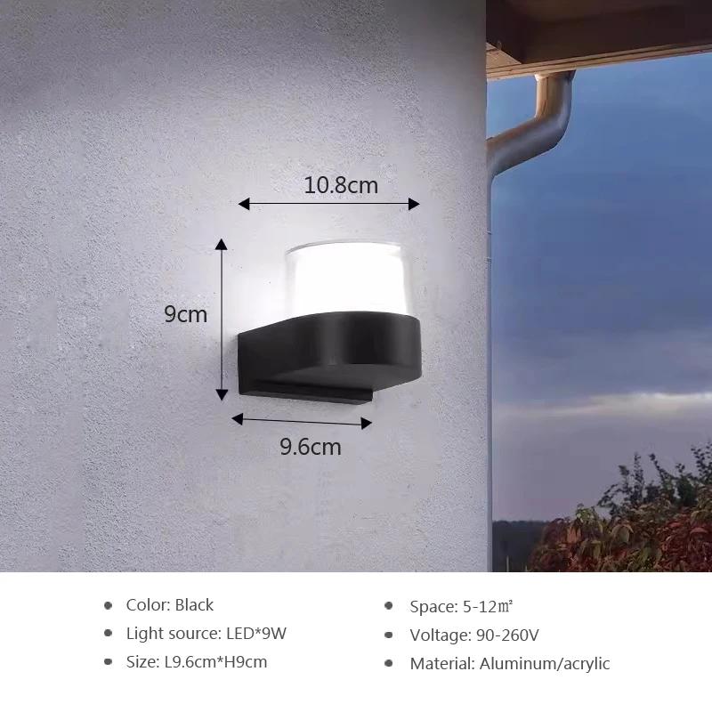 Modern LED Wall Lamp Garden Outdoor Waterproof Door Wall Lamp Courtyard Lamp Retro Living Room Bedroom Balcony Wall Light