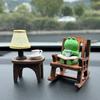 Frog Drinking Coffee Ornament Creative Funny Frog Reading Sculpture Miniature Frog Read Book Figurines for Shelf Desk Decoration