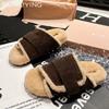 Замшевые меховые женские тапочки на плоской подошве с хлопковой платформой, осень 2024, новый тренд, повседневные плюшевые ботинки, толстые женские шлепанцы с открытой пяткой