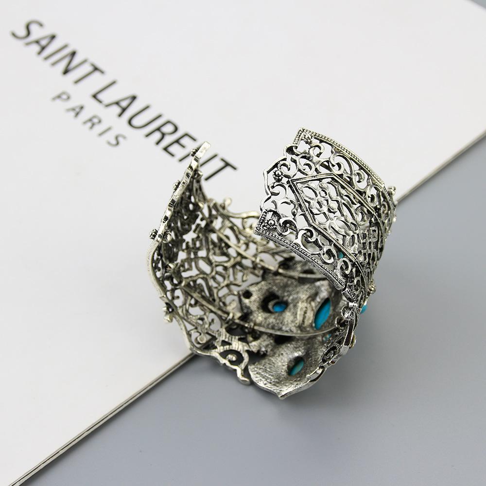 Sunspicems Винтажный Турецкий Браслет-Браслет Большой Женский Манжета Браслет Ретро Золотой Цвет Серый Кристалл Богемия Свадебные Украшения Подарок