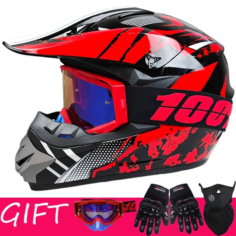 Youth Off-Road Full Face Helmet With 100% Goggles Gloves Mask Bike Karting