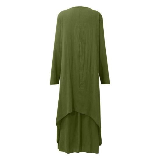 Женское платье макси с карманами, рукавами девятой длины, круглым вырезом, неровным многослойным подолом