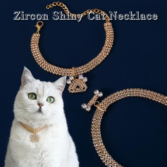 Pet Necklace Exquisite Pendant Fade-Resistant Zircon Shiny Cat Necklace Pet Jewelry Photography