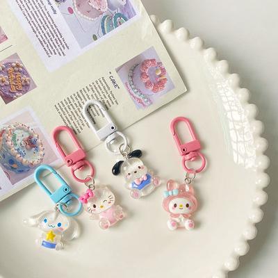 Sanrio Аниме Хелло Китти Прозрачный Мелкий Мерцающий Брелок Мультяшный Пес Циннамон Куроми Мелоди Подвеска на Сумку Милые Аксессуары для Ключей