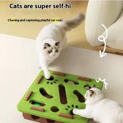 Интерактивная игрушка для кошек Игра-лабиринт Дразнящая котенка Питомец Пазл с шариками-колокольчиками Забавная коробка с отверстиями для копания Фетровый туннель Инструмент для саморазвлечения