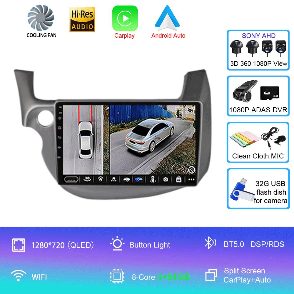 Android14 video Player Car Stereo Radio Multimedia Wireless Carplay Android Auto For HONDA FIT JAZZ 2008 - 2013 AUto GPS WIFI+4G