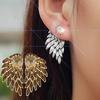 1 Pair Ear Studs Rhinestone Inlaid Christmas Gifts Alloy Women Angel Wing Ear Studs for Daily Life