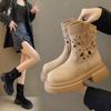 New Retro Hot Girl Western Cowboy Short Boots Hollow Breathable Heightened Martin Boots