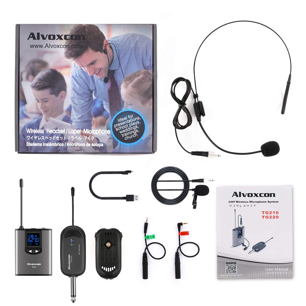 Alvoxcon Wireless Microphone UHF Pin Microphone Wireless Headset Microphone Clip Microphone Microphone Wireless Microphone Video Shooting Recording