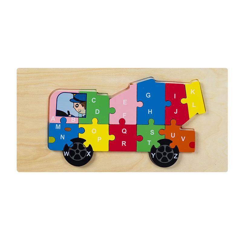 Kids Educational Wooden Animal Digital 3d Puzzle Early Learning Toy