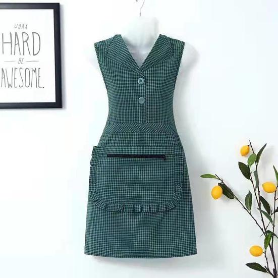 Фартук-жилет, прочный западный стиль, моющийся дизайн с лацканами, хлопковый комбинезон для кафе, ресторана, товары для дома