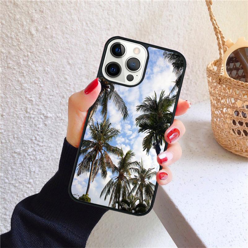 Пальмы небо мягкий Чехол для телефона Cover Для iPhone 17 Air 16 15 14 12 13 Pro Max Plus coque Shell Fundas