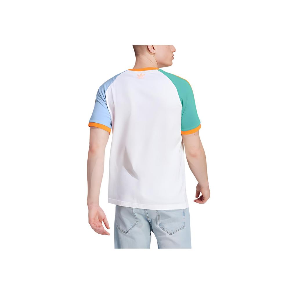 adidas Футболка Originals Trefoil Enjoy Raglan, спортивная, с коротким рукавом, в полоску, мужская, белая IT8190