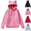Women's Fashion Casual Cat's Ears (Steamed Cat-ear Shaped Bread) Hooded Fleece Sweater Hoodie