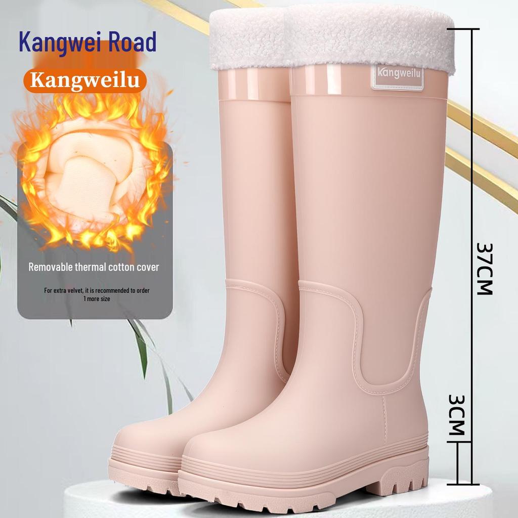 Женские водонепроницаемые резиновые сапоги на флисовой подкладке - Нескользящие, с толстой подошвой, Идеальны для походов в тропических лесах