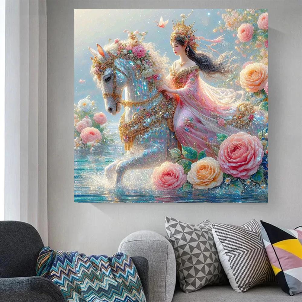Diamond Painting New 2024 Fantasy Ancient Woman and Horse DIY Diamond Embroidery Cross Stitch Kit Mosaic Handicraft Home Decor J3970