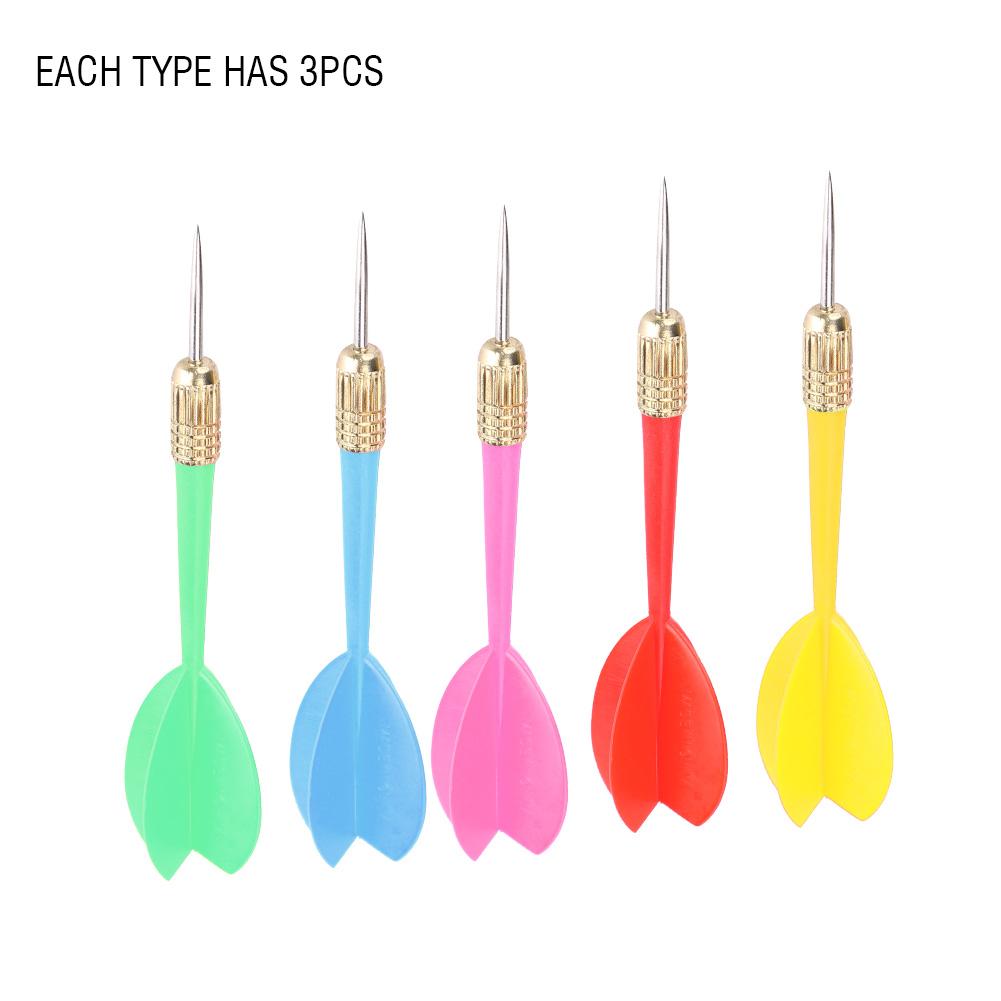 15Pcs Set Needle Tip Darts Barrel Colourful Darts Dart Red Yellow+Green Purple Blue