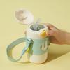 Термокружка 320 мл с силиконовой соломинкой, детская чашка для сохранения тепла, внутренняя часть из нержавеющей стали 316, белая, 320 мл