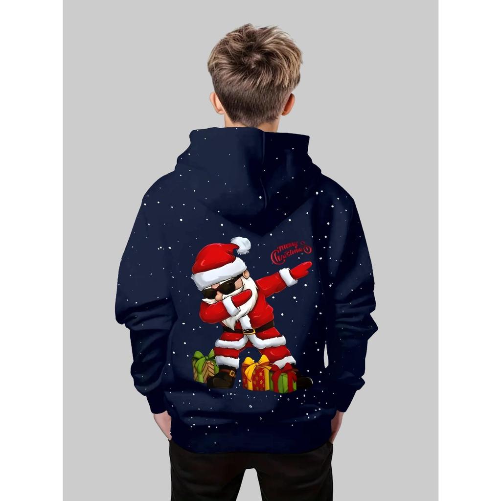 Рождественская милая толстовка с принтом Санты, спортивная одежда, модная, для вечеринок, с длинным рукавом, толстовка для девочки, удобная толстовка, детская одежда