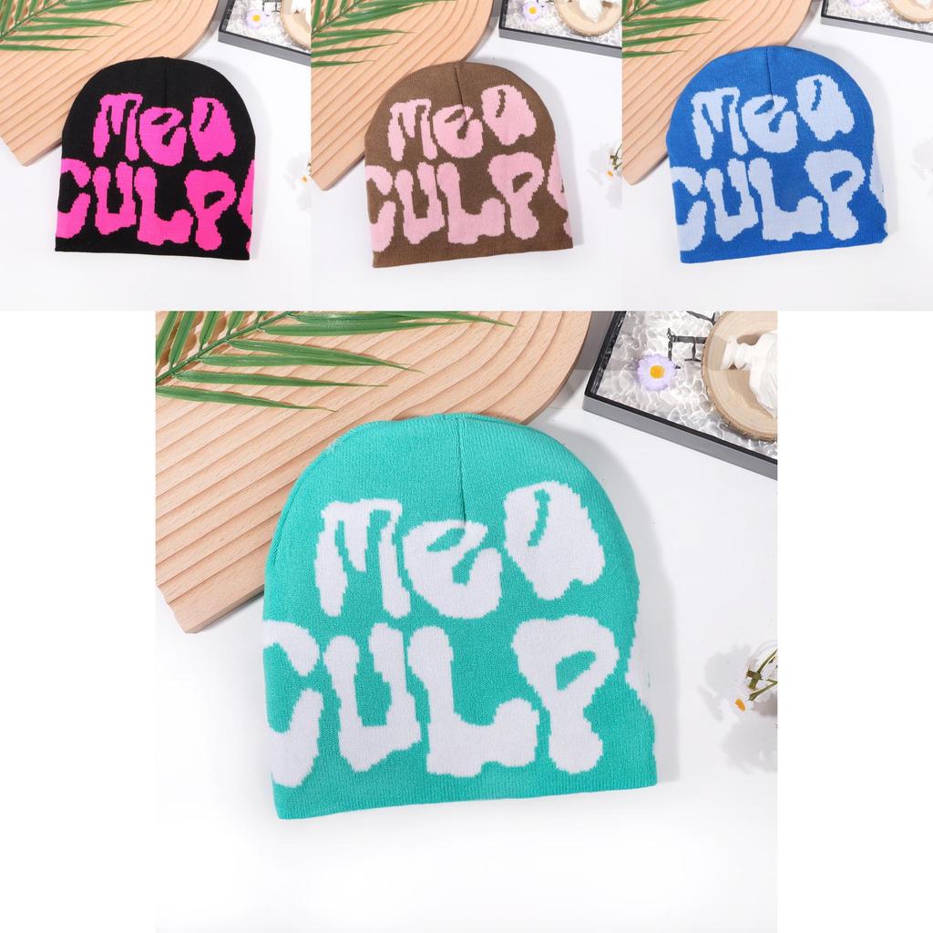 Hip Hop Letter Y2k Beanie Hat With Warm Acrylic Fabric For Streetwear And Fall Outdoor Activities