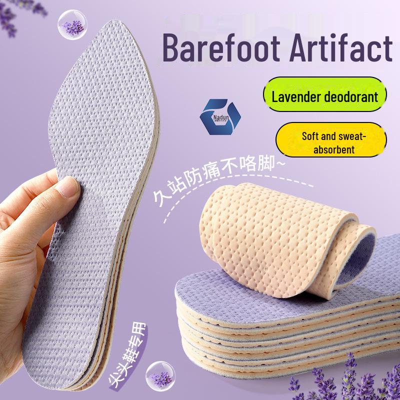 Дезодорирующие стельки Barefoot Lavender: Воздухопроницаемый, впитывающий пот, антибактериальный, комфортный для спорта и отдыха