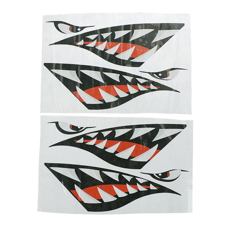2 Pcs Shark Teeth Vinyl Decal Stickers For Dinghy Boat Kayak Canoe