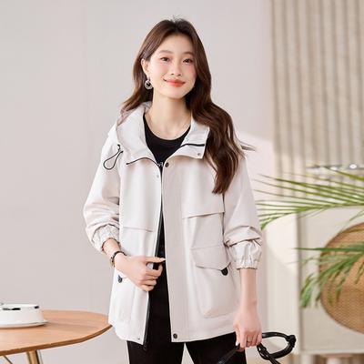 Модный тренч с капюшоном, женский, новый, весенне-осенний, свободный, повседневный, универсальный, средней длины, популярное пальто