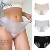 Women's Summer Ice Silk Seamless Thin Mid-waist Ultra-thin Large Size Underwear Breathable Quick-drying Briefs